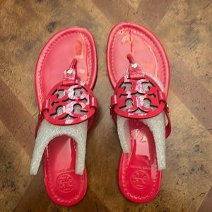Tory Burch Miller Sandal Red Patent Size 9